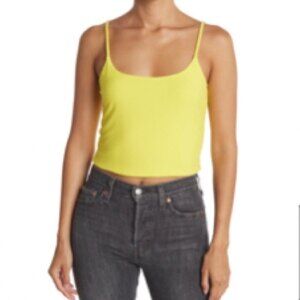 BP. Stripe Rib Crop Camisole Yellow Large